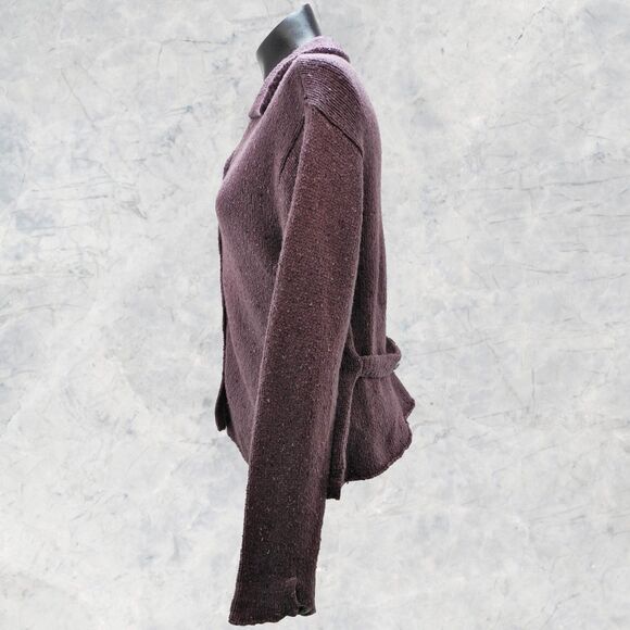 J Jill Purple Silk Wool Blend Collared Button Front Sweater Women’s Size Small - Picture 4 of 6